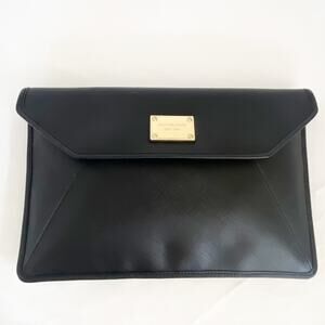 MK Michael Kors Black Slim Saffiano Leather iPad Sleeve Clutch Unisex